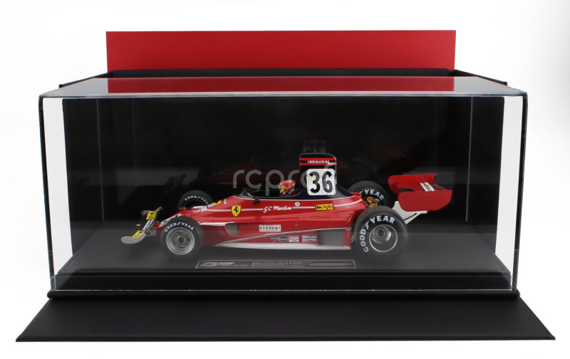 Gp-replicas Ferrari F1  312t Team Everest N 36 Brdc International Trophy Silverstone (with Pilot Figure) 1976 Giancarlo Martini - Con Vetrina - With Showcase 1:18 Red