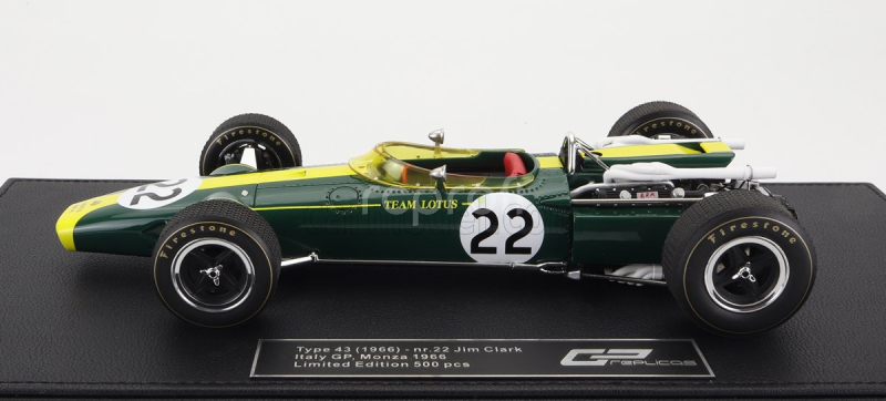 Gp-replicas Lotus F1  43 Scuderia Lotus Team N 22 Monza Gp Italy 1966 Jim Clark 1:18 Britská Závodní Zelená