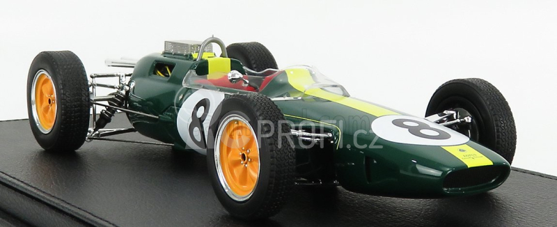 Gp-replicas Lotus F1 Climax 25 N 8 World Champion Winner Italy Gp 1963 Jim Clark - Con Vetrina - With Showcase 1:18 Zelená Žlutá