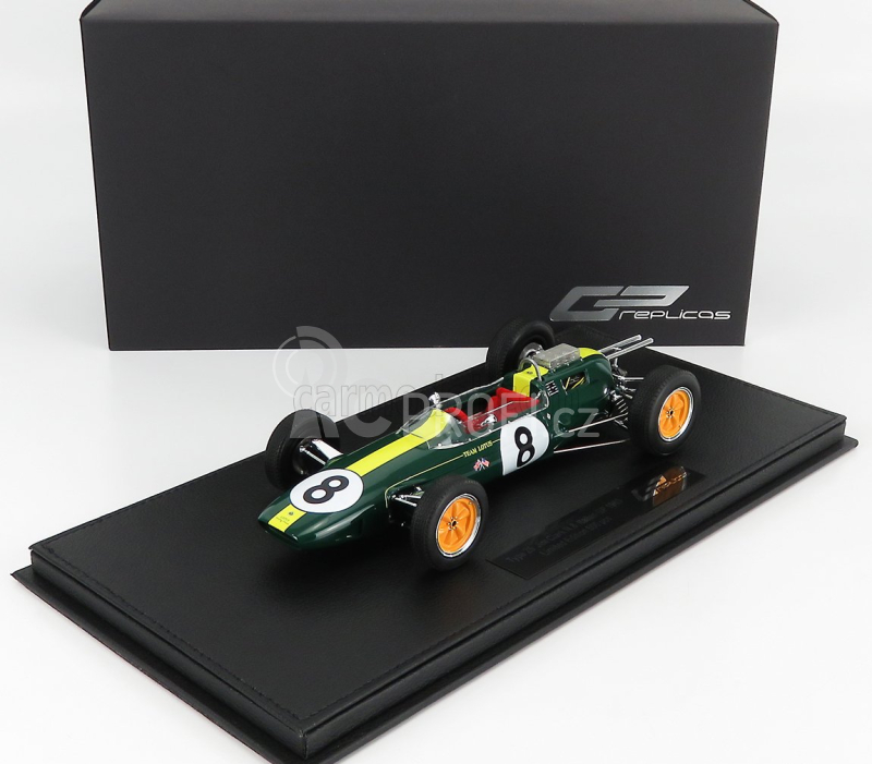 Gp-replicas Lotus F1 Climax 25 N 8 World Champion Winner Italy Gp 1963 Jim Clark - Con Vetrina - With Showcase 1:18 Zelená Žlutá