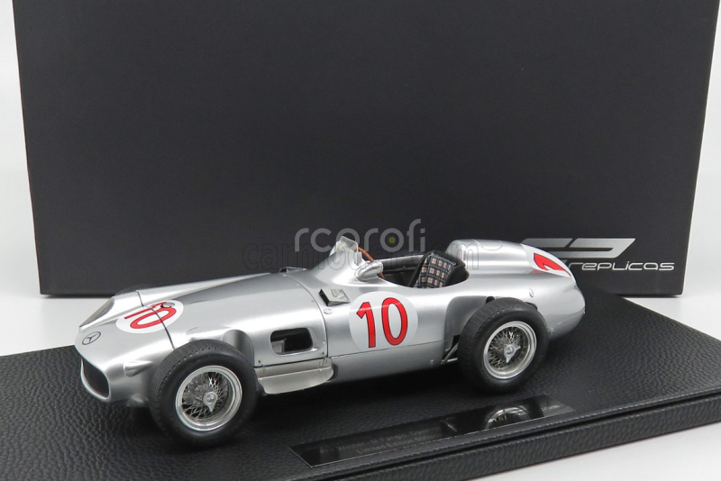Gp-replicas Mercedes benz F1  W196 N 10 Winner Belgium Gp Juan Manuel Fangio 1955 World Champion 1:18 Silver