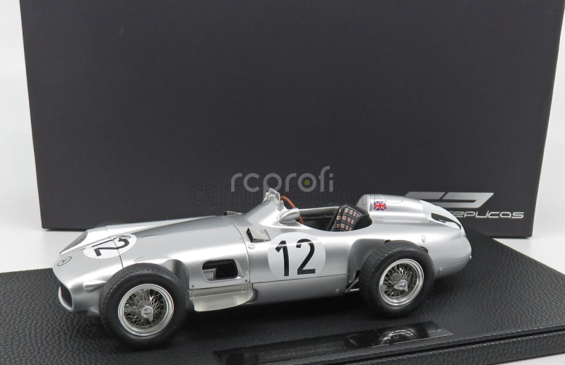 Gp-replicas Mercedes benz F1  W196 N 12 Winner British Gp 1955 S.moss 1:18 Silver
