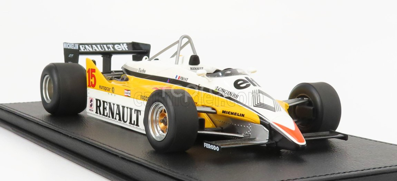 Gp-replicas Renault F1  Re30b V6 Turbo Team Renault Elf N 15 Season 1982 Alain Prost - Con Vetrina - With Showcase 1:18 Bílá Žlutá Černá