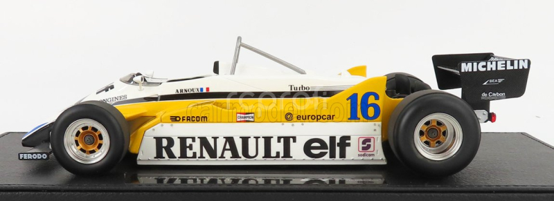 Gp-replicas Renault F1  Re30b V6 Turbo Team Renault Elf N 16 Season 1982 Rene Arnoux - Con Vetrina - With Showcase 1:18 Bílá Žlutá Černá