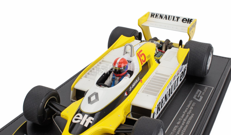 Gp-replicas Renault F1 Rs10 Team Renault Elf N 15 Pole Position And Winner France Gp (with Pilot Figure) 1979 Jean Pierre Jabouille - Con Vetrina - With Showcase 1:18 Žlutá Bílá
