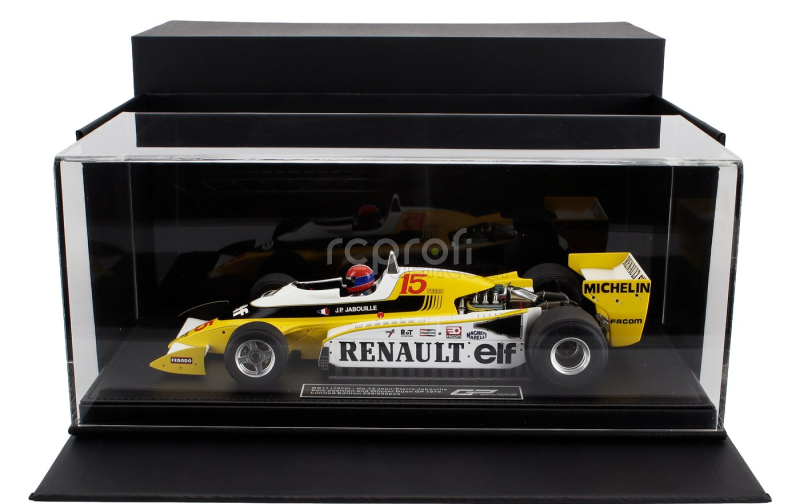 Gp-replicas Renault F1 Rs10 Team Renault Elf N 15 Pole Position And Winner France Gp (with Pilot Figure) 1979 Jean Pierre Jabouille - Con Vetrina - With Showcase 1:18 Žlutá Bílá