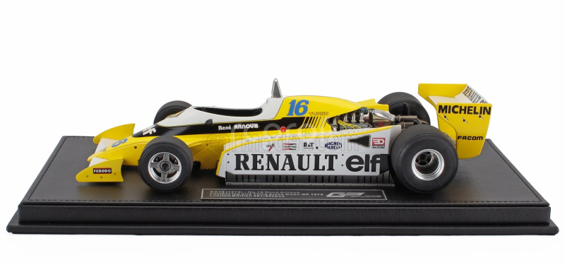 Gp-replicas Renault F1 Rs10 Team Renault Elf N 16 Fastest Lap 3rd French Gp 1979 Rene Arnoux - Con Vetrina - With Showcase 1:18 Žlutá Bílá