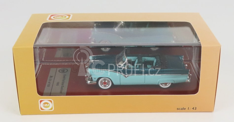 Great-iconic-models Ford USA Fairlane Sunliner Cabriolet 1955 1:43, tyrkysová