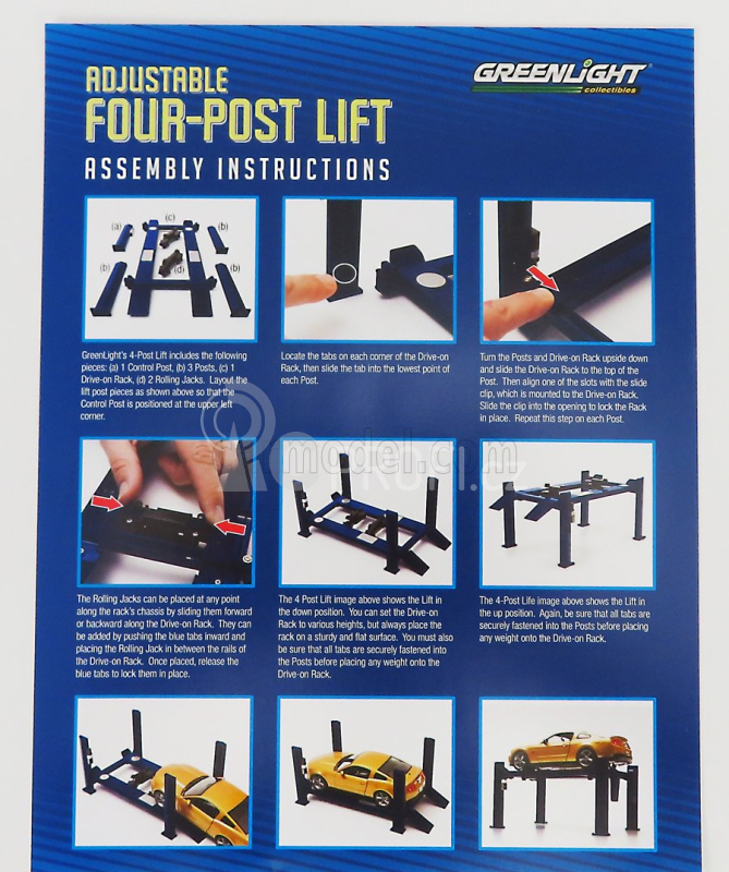Greenlight Accessories Bf Goodrich Garage Set Officina Čtyřsloupový zvedák 1:18