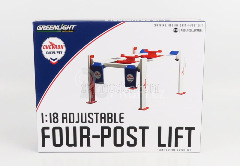 Greenlight Accessories Chevron Garage Set Officina Čtyřsloupový zvedák 1:18, bílá