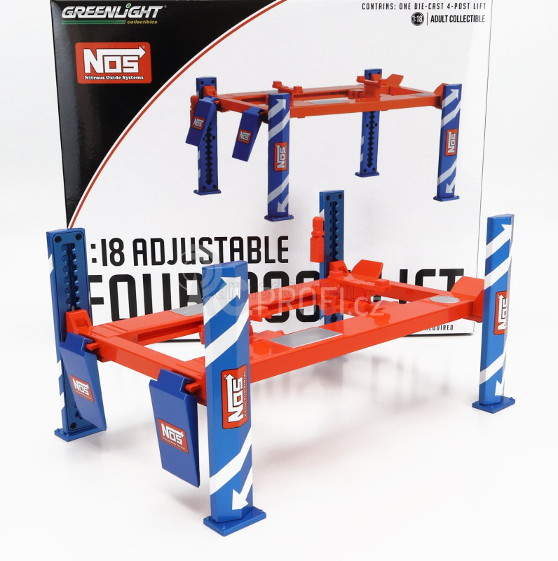 Greenlight Accessories Nos Čtyřsloupový zvedák 1:18, oranžová