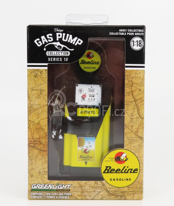 Greenlight Accessories Benzínová pumpa Wayne 100-a Beeline 1948 1:18, žlutá