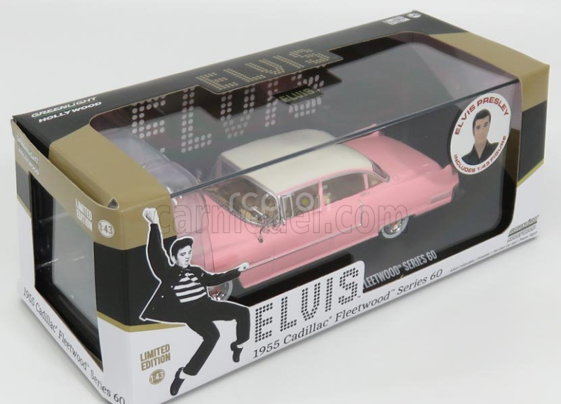Greenlight Cadillac Fleetwood Series 60 With Figure 1955 - Personal Car Elvis Presley 1:43 Růžová Bílá