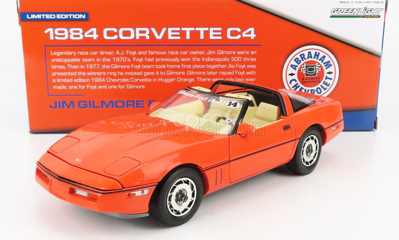Greenlight Chevrolet Corvette C4 1984 - Jim Gillmore & A.j. Foyt Limited Edition 1:18 Hugger Orange