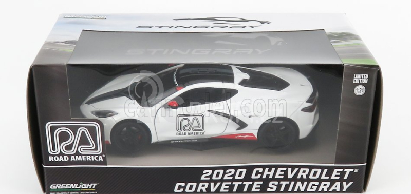 Greenlight Chevrolet Corvette C8 Official Pace Car Road America 2020 1:24 Bílá