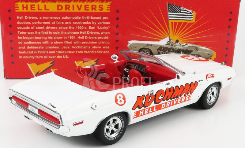 Greenlight Dodge Challenger Convertibile Kochman Hell Drivers 1970 1:18, bílá