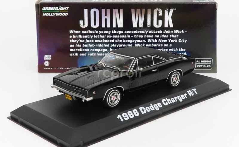 Greenlight Dodge Charger R/t Coupe 1968 - John Wick Movie 2014 1:43 Black