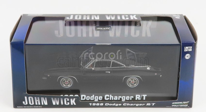 Greenlight Dodge Charger R/t Coupe 1968 - John Wick Movie 2014 1:43 Black