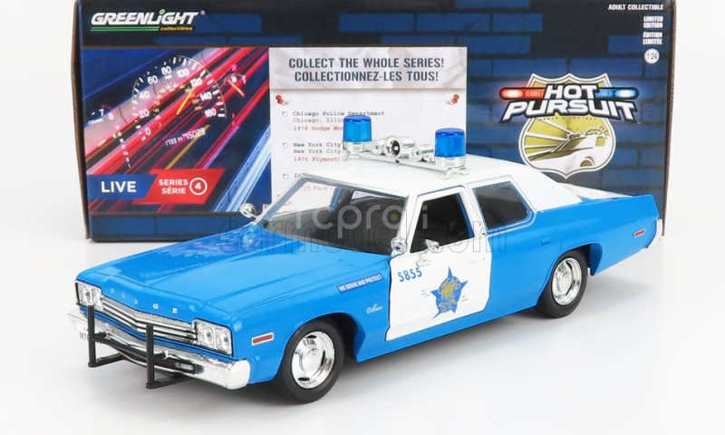Greenlight Dodge Monaco City Of Chicago Police Department 1974 1:24 Světle Modrá Bílá