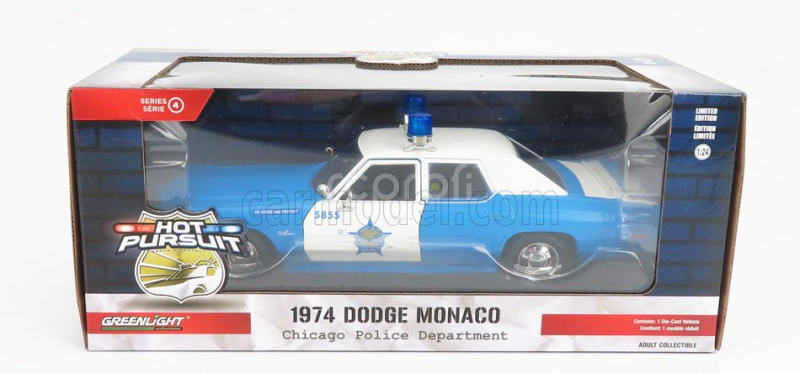 Greenlight Dodge Monaco City Of Chicago Police Department 1974 1:24 Světle Modrá Bílá