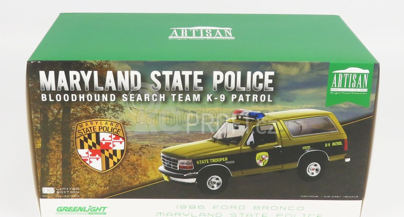 Greenlight Ford usa Bronco Maryland State Police 1996 1:18 Zelená Černá
