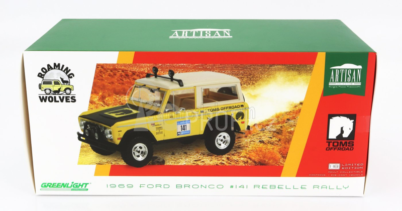 Greenlight Ford usa Bronco N 141 Rally Rebelle 1969 1:18 Žlutá Černá Bílá