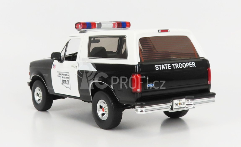 Greenlight Ford usa Bronco Oklahoma Highway Patrol Police 1996 1:18 Černá Bílá