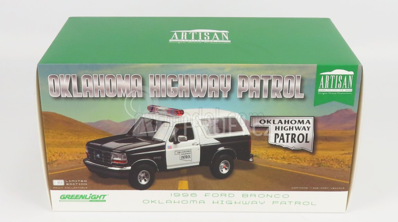 Greenlight Ford usa Bronco Oklahoma Highway Patrol Police 1996 1:18 Černá Bílá