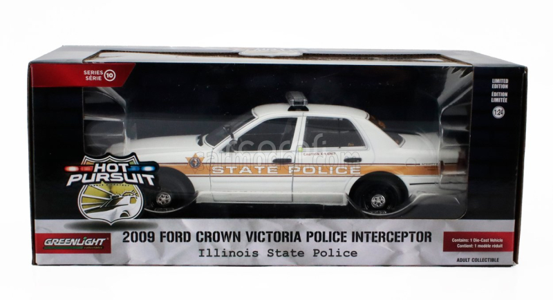 Greenlight Ford usa Crown Victoria Illinois State Police Interceptor 2009 1:24 Bílá Žlutá