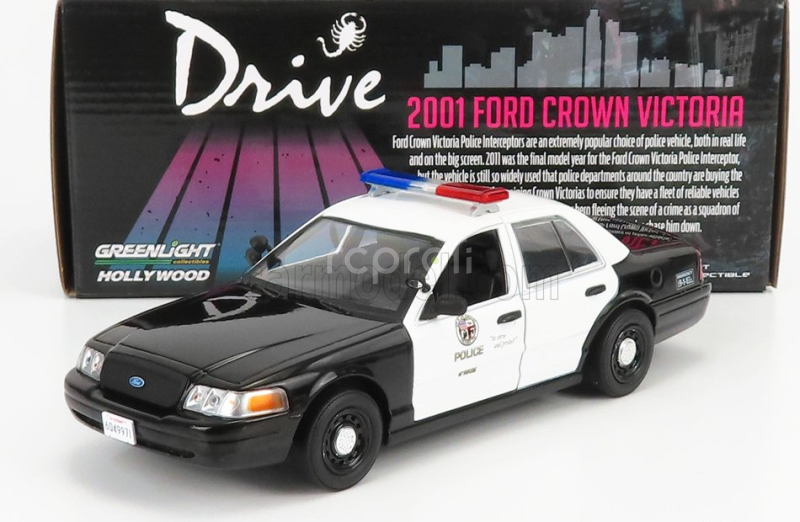 Greenlight Ford usa Crown Victoria Police Interceptor Los Angeles Department 1992 - Drive 1:24 Černá Bílá