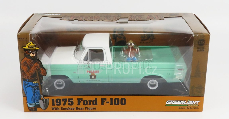 Greenlight Ford usa F-100 Pick-up Forest Service Green 1975 1:18, světle zelená