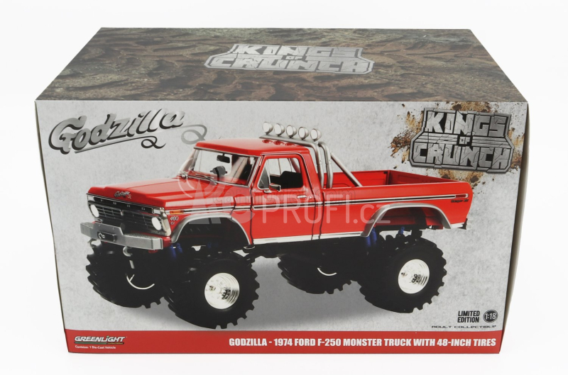 Greenlight Ford USA F-250 Monster Truck Godzilla 1974 1:18, červená