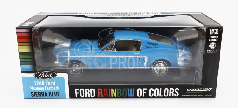 Greenlight Ford USA Mustang Fastback Coupe 1968 - Ford Rainbow Of Colors 1:18, modrá