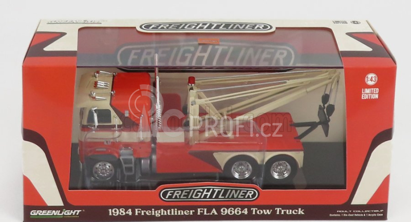 Greenlight Freightliner Fla 9664 Odtahový vůz 1984 1:43, oranžová
