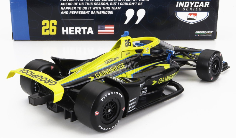 Greenlight Honda Team Andretti Autosport N 26 Indy 500 Indycar Series 2023 Colton Herta 1:18 Černá Žlutá