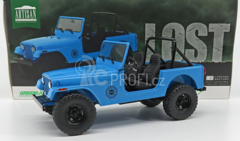 Greenlight Jeep Cj-7 Dharma Open 1982 - Lost 2004 - 2010 1:18 Světle Modrá
