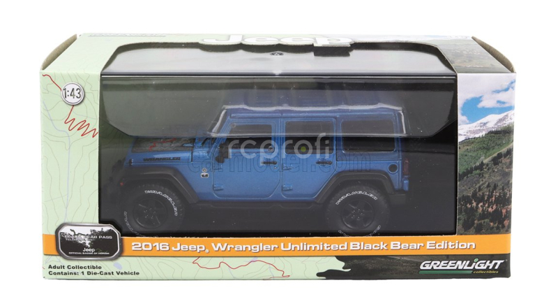 Greenlight Jeep Wrangler Unlimited Black Bear Edition 2016 1:43 Světle Modrá