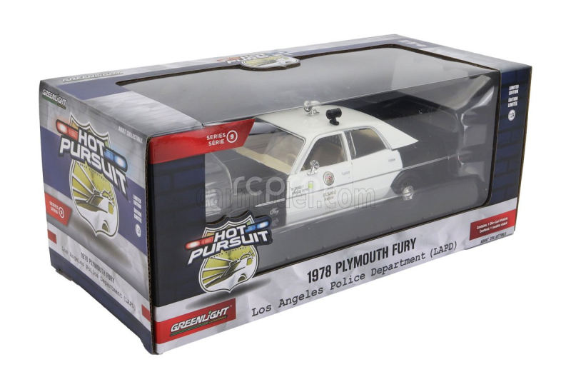 Greenlight Plymouth Fury Los Angeles Police Department 1978 1:24 Černá Bílá