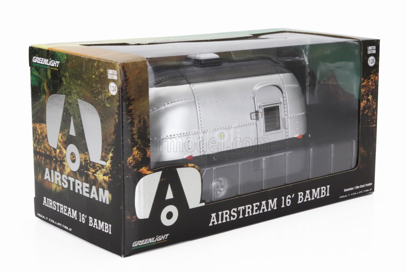 Greenlight Trailer Roulotte Caravan Airstream Bambi 1960 1:24 Černá Stříbrná
