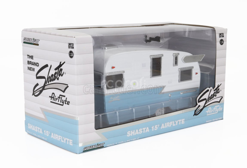 Greenlight Trailer Shasta Airflyte 15 Roulotte 1961 1:24 Světle Modrá Bílá