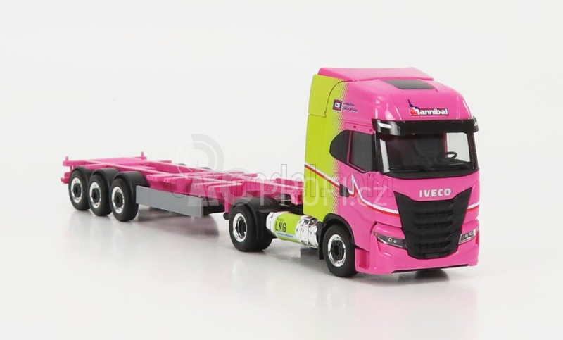 Herpa Iveco fiat S-way Truck Lng Hannibal Transports 2020 1:87, růžová