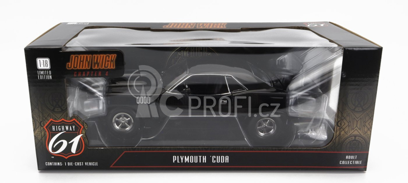 Highway61 Plymouth Cuda Coupe 1971 - John Wick Chapter 4 Movie 2023 1:18 Black