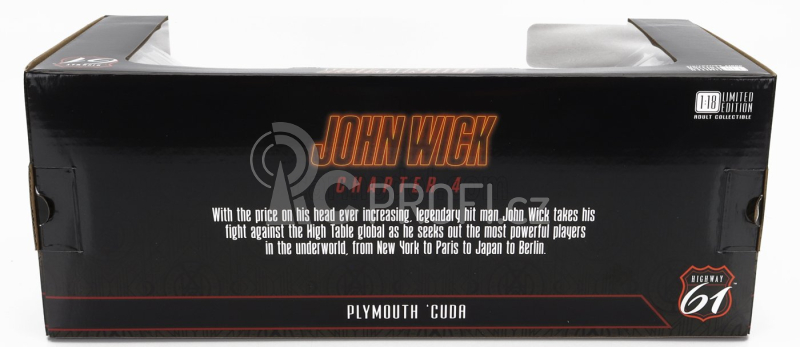 Highway61 Plymouth Cuda Coupe 1971 - John Wick Chapter 4 Movie 2023 1:18 Black