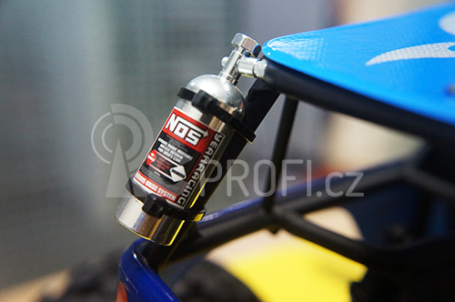Hliníková maketa tlakové nádrže NOS Nitrous Oxide, hmotnost 23g pro 1/10