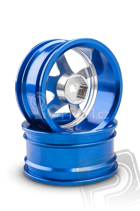 Hliníkový disk 5 paprsků, offset 6 mm - modrá barva (2 ks)