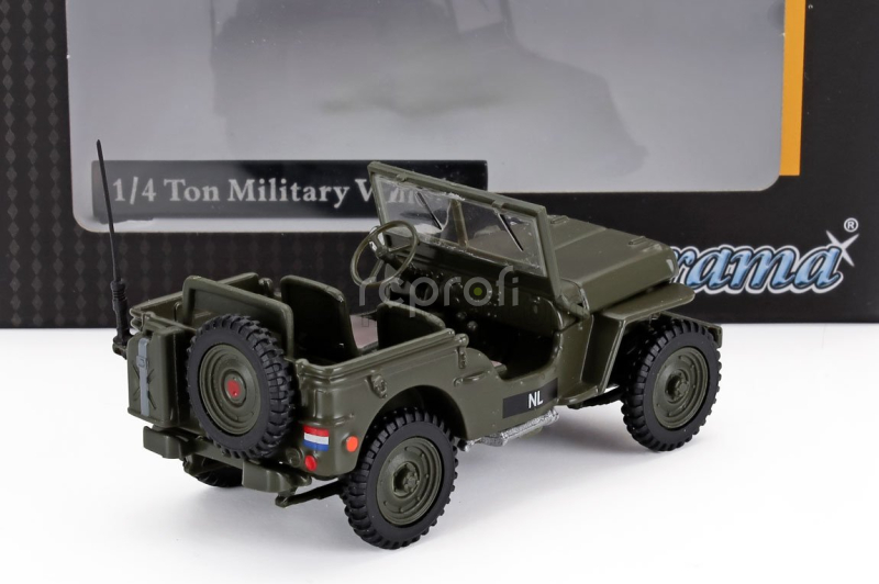 Hongwell Jeep Willys Necaf 1/4 Nl Army Open 1942 1:43 Vojenská Zelená