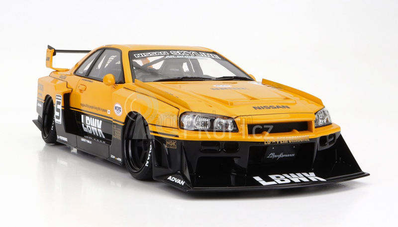 Ignition-model Nissan Skyline Lb-er34 N 5 Super Silhouette Lbwk 1996 1:18 Žlutá Černá