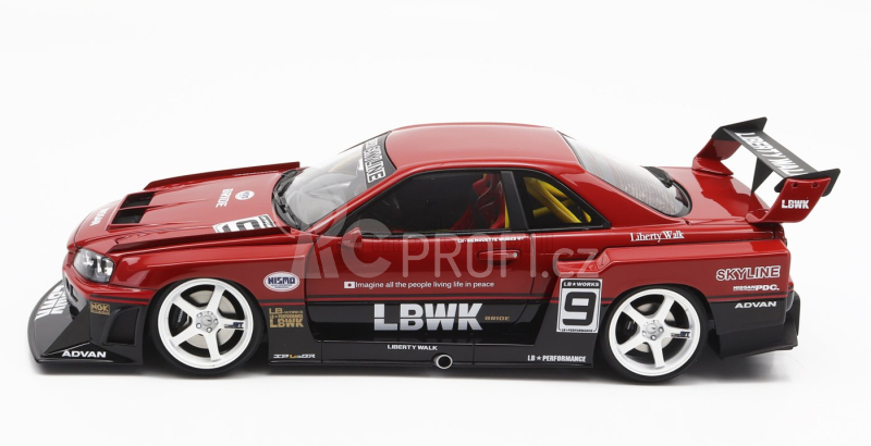 Ignition-model Nissan Skyline Lb-er34 N 9 Super Silhouette Lbwk 1996 1:18 Červená Černá