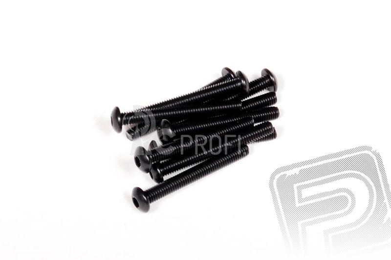 Imbusové šrouby s čočkovitou hlavou M3x25mm (černé, 10 ks.)