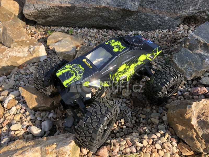 RC auto Crawler 4WD RTR, žlutočerná + náhradní baterie